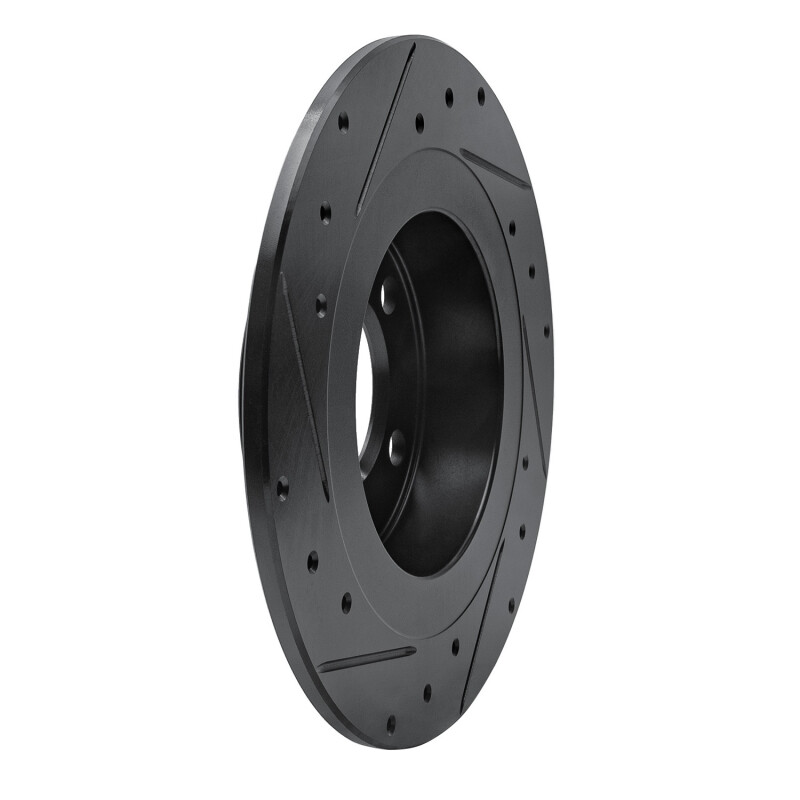 Mini Cooper Countryman Brake Rotor (1) - Rear Right - R1 Concepts - Drilled & Slotted - Black - `13-`16